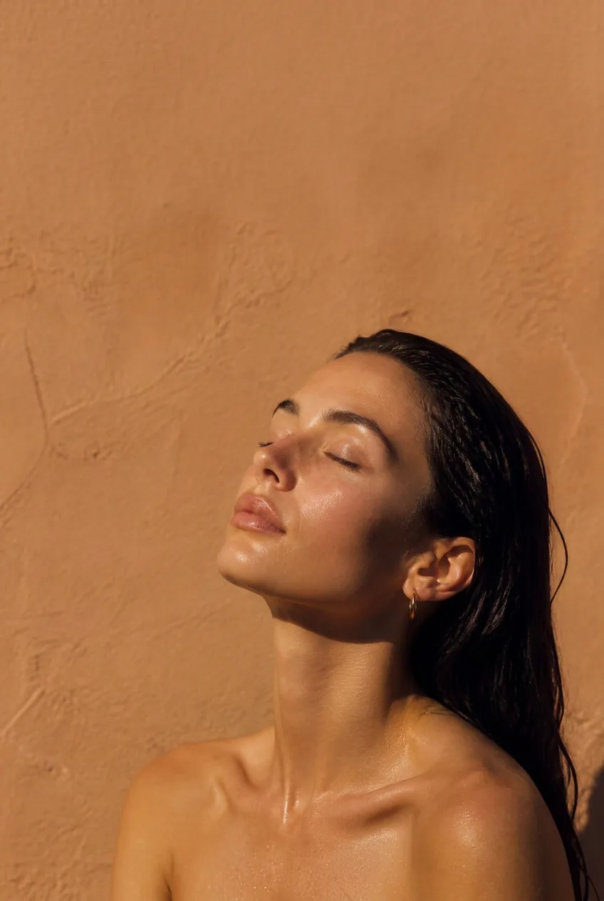 Warm editorial portrait lit by late afternoon sun